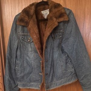Marvin Richards Blue Denim Jacket with Brown Faux Fur